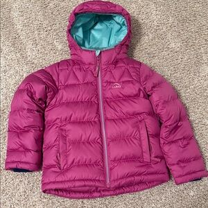 L.L. Bean Magenta Puffer Jacket with Teal Lining
